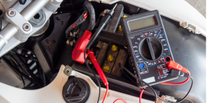 a check volt of battery with motorcycle service